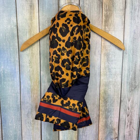 Cara New York Animal Print Scarf NEW Blue Red Stripe Cheetah Puffer Neck Wrap - Picture 2 of 6